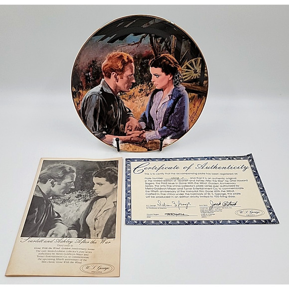 Gone With The Wind Scarlett & Ashley After The War Collector Plate with Box - Picture 3 of 7